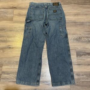 VTG 90’s Y2K baggy Lucky Brand Dungarees cotton Utility work jeans 33 Short USA